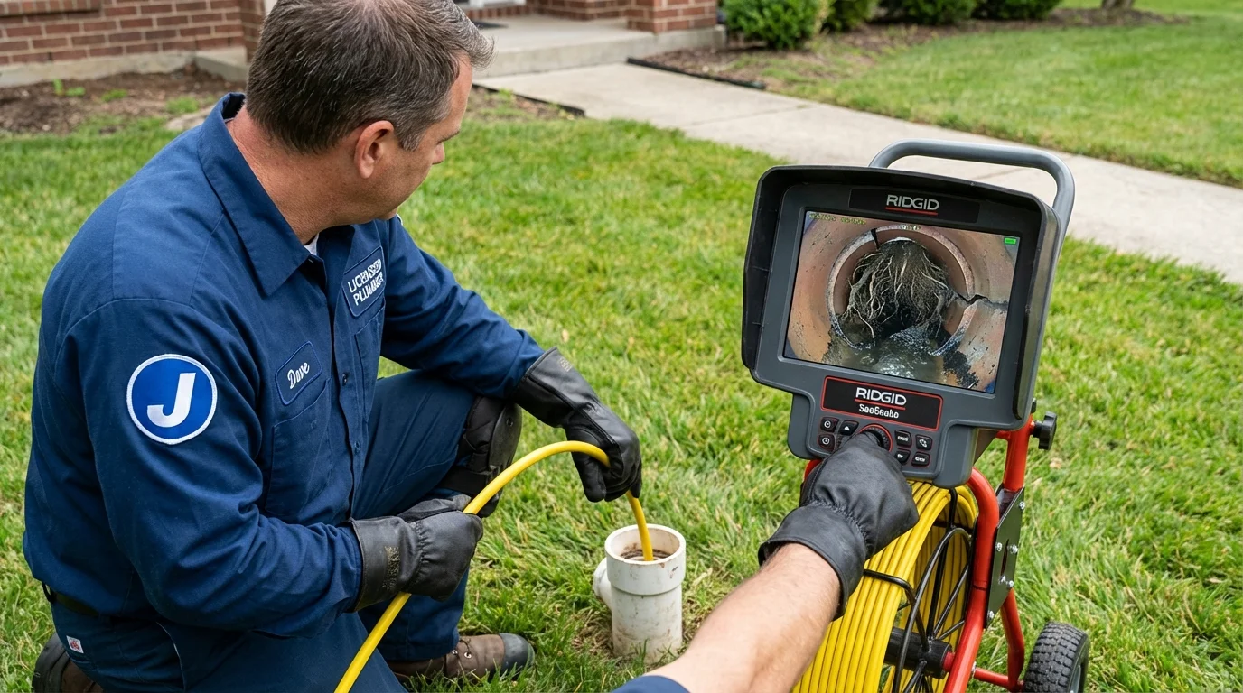 Sewer camera inspection being performed by Johns Plumbing LLC in University Place
